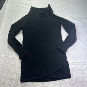 ATHLETA Cozy Karma Mock Neck Dress XXS Black Diagonal Zip Neck Zip Side Pockets
